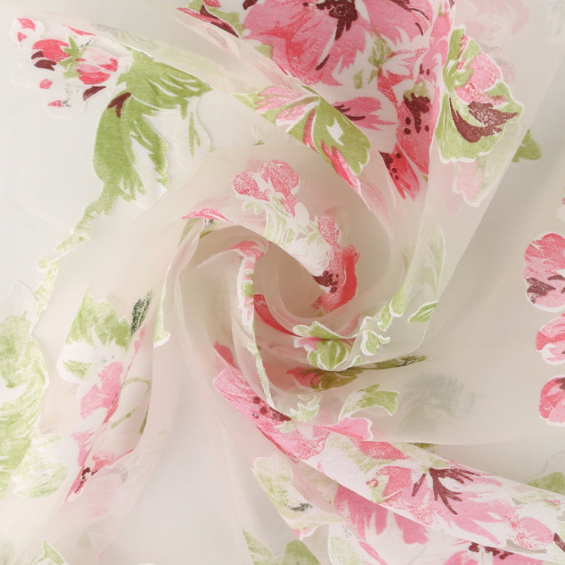 Printed Burnout Organza - JACQUELINE - 012 - Pink