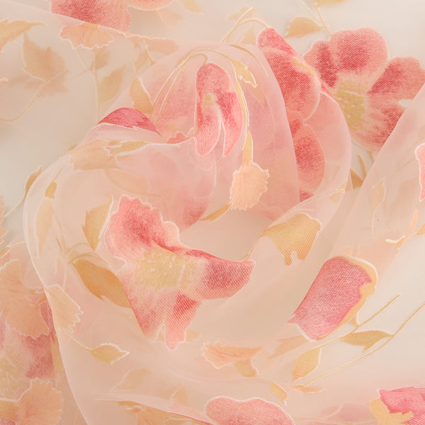 Printed Burnout Organza - JACQUELINE - 013 - Salmon