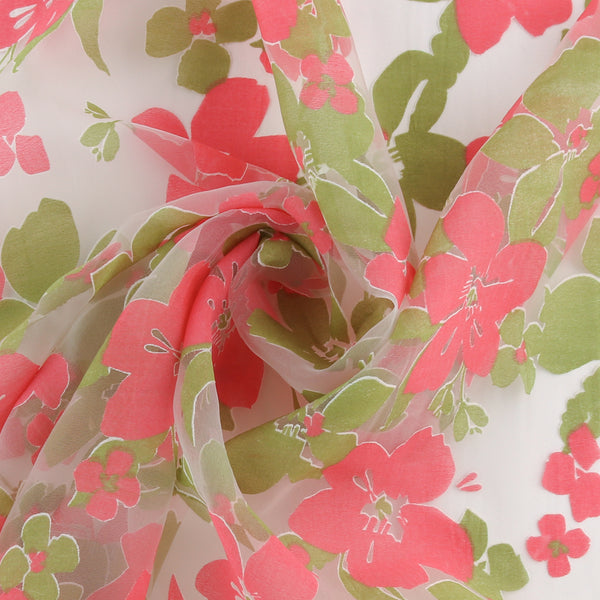 Printed Burnout Organza - JACQUELINE - 014 - Sorbet