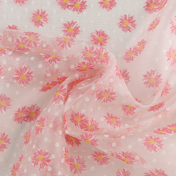 Printed Burnout Organza - JACQUELINE - 016 - Pink