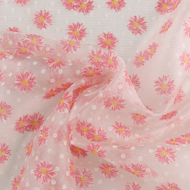 Printed Burnout Organza - JACQUELINE - 016 - Pink