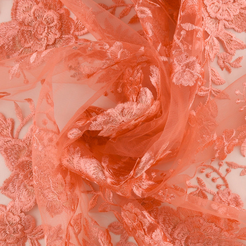 FANCY Embroidered Mesh - 005 - Salmon