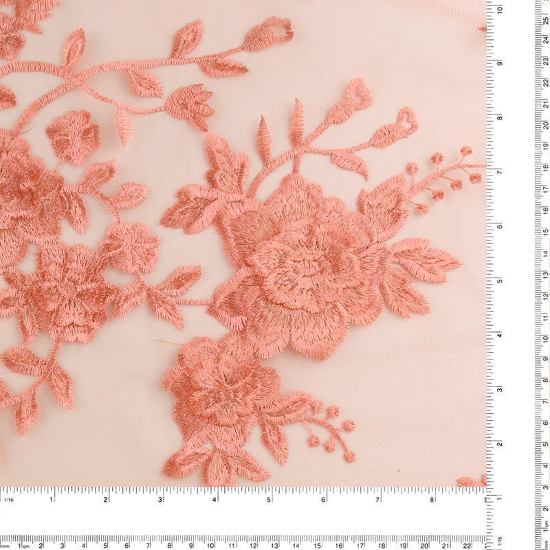 FANCY Embroidered Mesh - 005 - Salmon