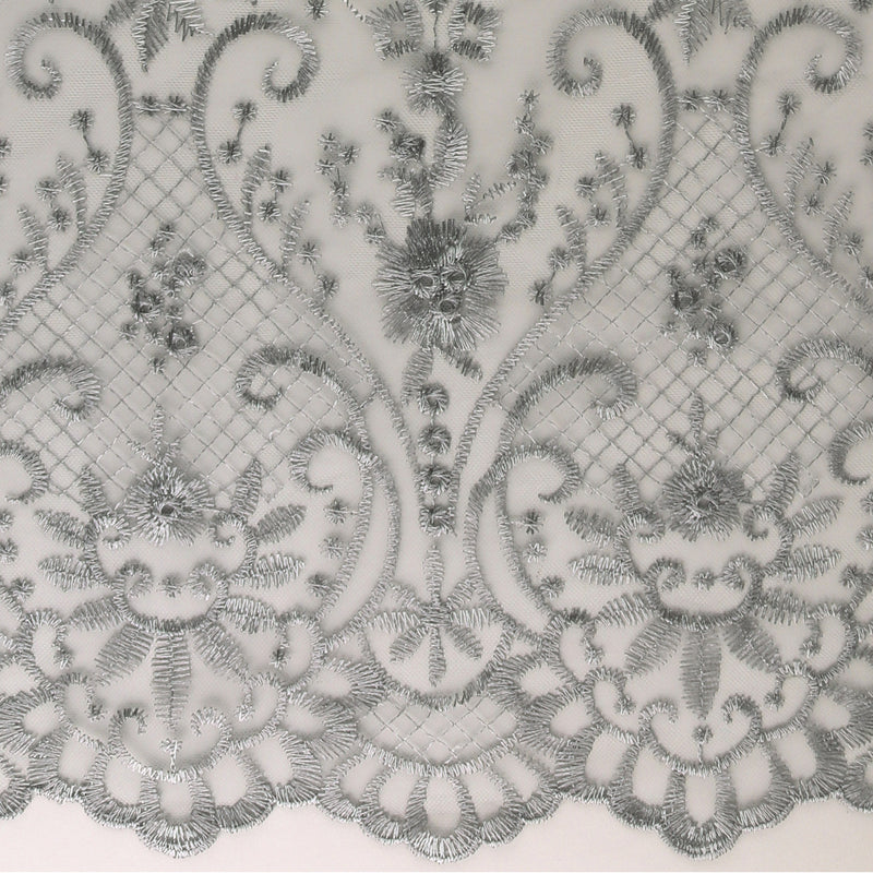 FANCY Embroidered Mesh - 008 - Silver