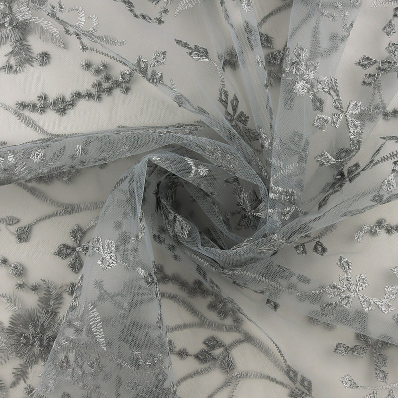 FANCY Embroidered Mesh - 008 - Silver