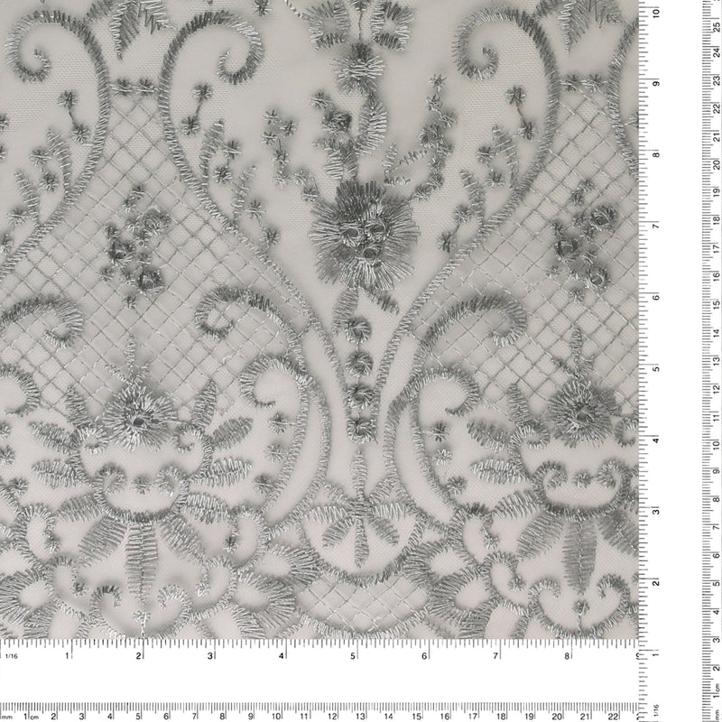 FANCY Embroidered Mesh - 008 - Silver