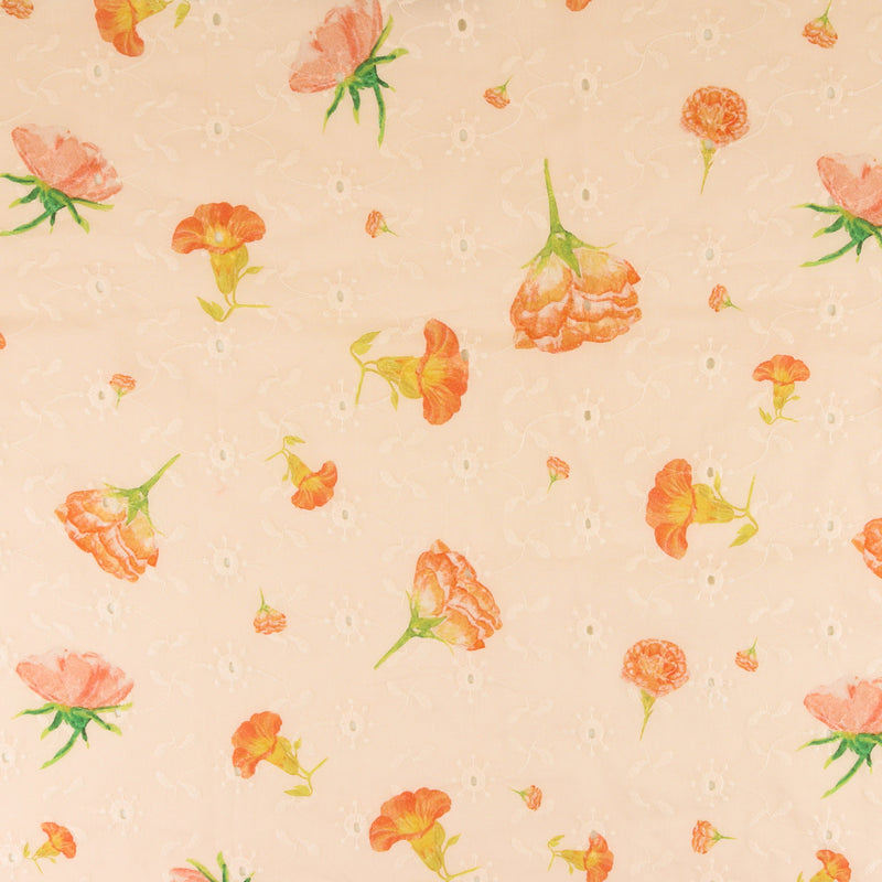Digital Printed Voile - PASTEL - 001 - Coral