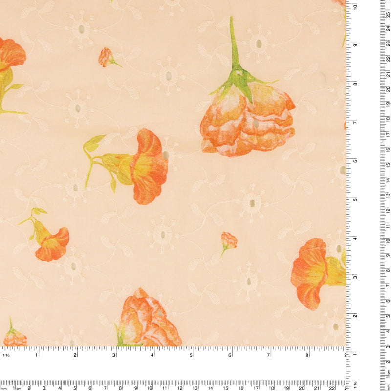 Digital Printed Voile - PASTEL - 001 - Coral