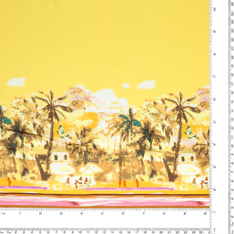 Printed Stretch Poplin - CHIT CHAT - 019 - Yellow