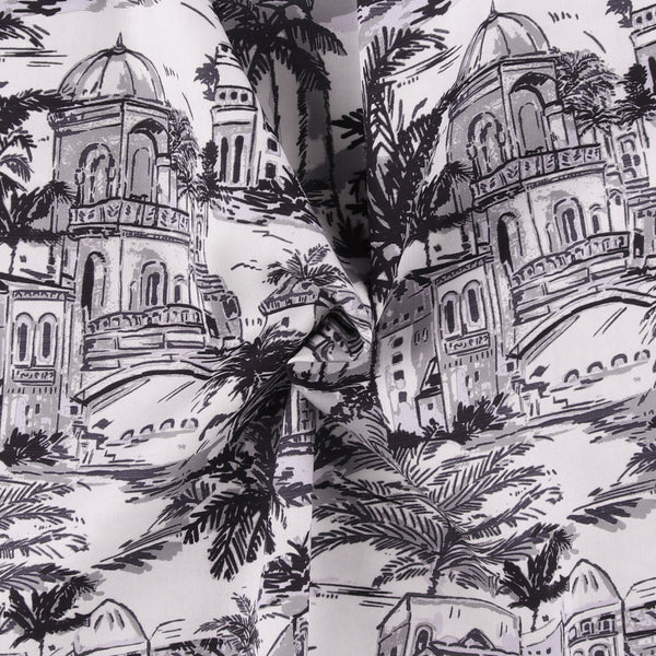 Digital Printed Sateen - ELOISE - 002 - Black & White