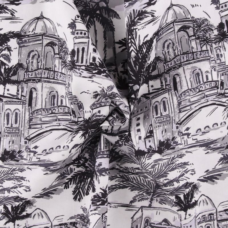 Digital Printed Sateen - ELOISE - 002 - Black & White