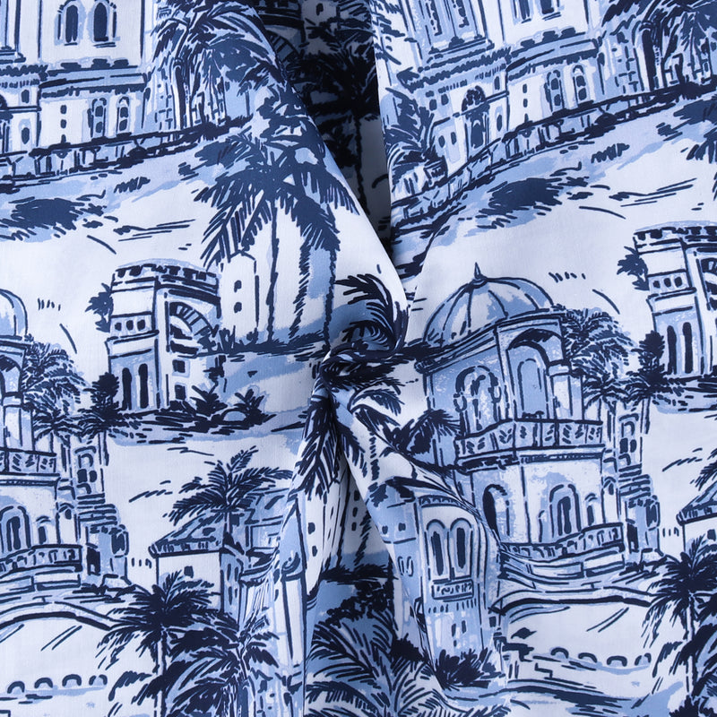 Digital Printed Sateen - ELOISE - 003 - Indigo