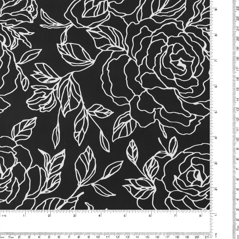Digital Printed Sateen - ELOISE - 004 - Black & White