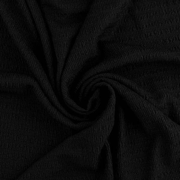 Solid crinkled Polyester - CHANTAL - 011 - Black