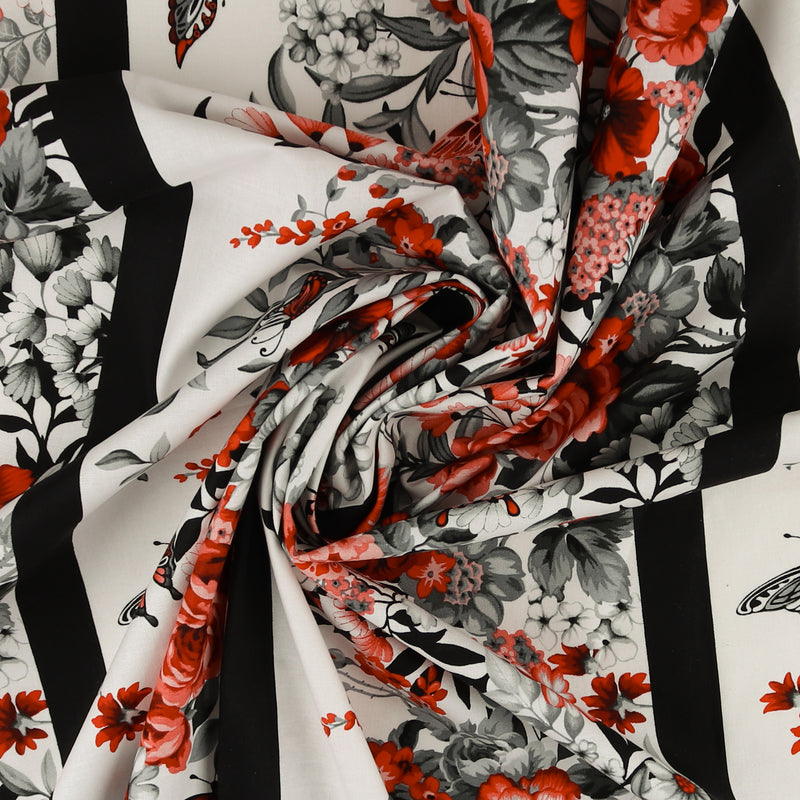 Henry Glass - Printed Cotton - «SCARLET DAYS & NIGHTS» - 001 - Offwhite