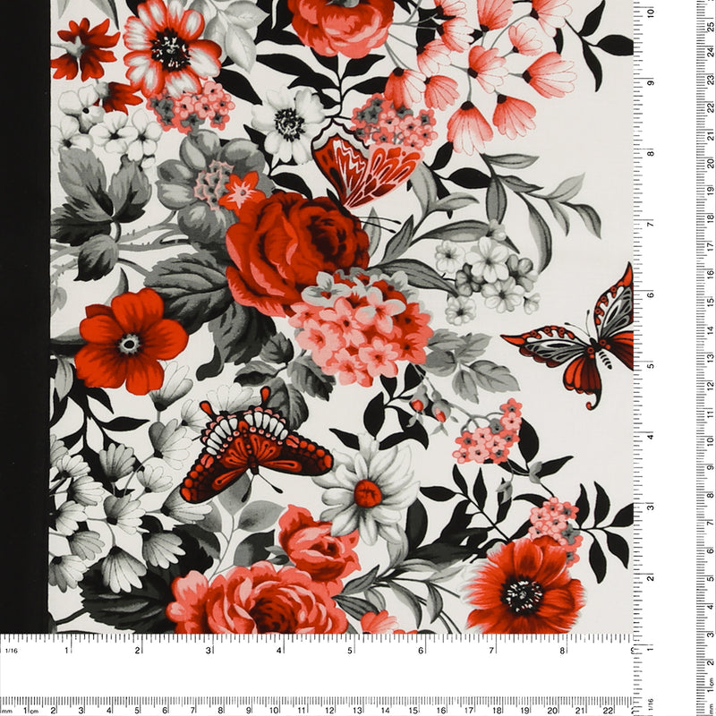 Henry Glass - Printed Cotton - «SCARLET DAYS & NIGHTS» - 001 - Offwhite