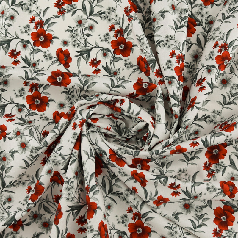Henry Glass - Printed Cotton - «SCARLET DAYS & NIGHTS» - 002 - Offwhite