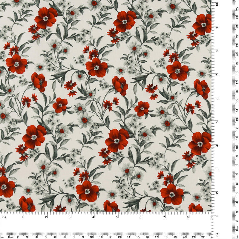 Henry Glass - Printed Cotton - «SCARLET DAYS & NIGHTS» - 002 - Offwhite