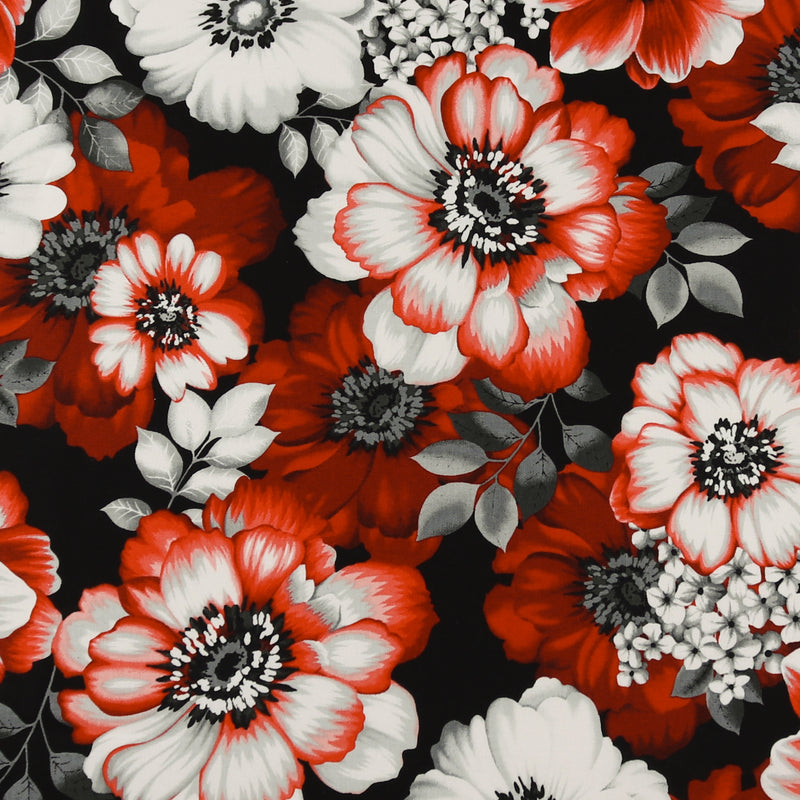 Henry Glass - Printed Cotton - «SCARLET DAYS & NIGHTS» - 003 - Black