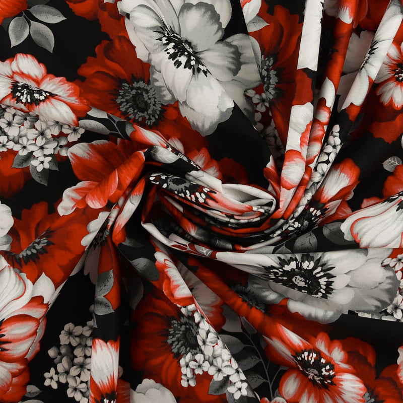 Henry Glass - Printed Cotton - «SCARLET DAYS & NIGHTS» - 003 - Black