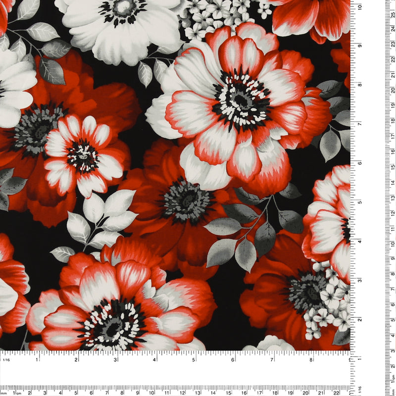 Henry Glass - Printed Cotton - «SCARLET DAYS & NIGHTS» - 003 - Black