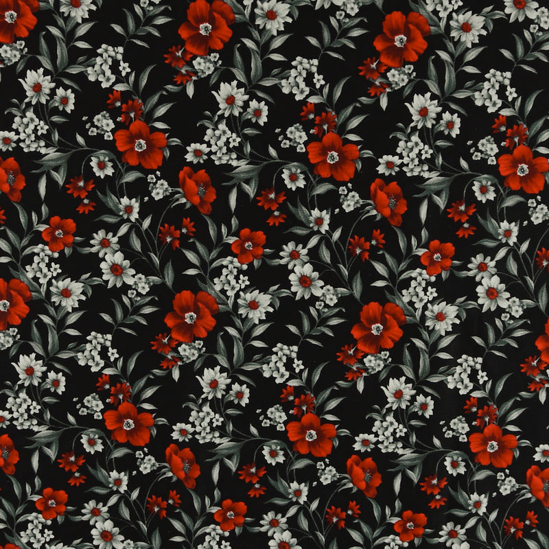 Henry Glass - Printed Cotton - «SCARLET DAYS & NIGHTS» - 004 - Black