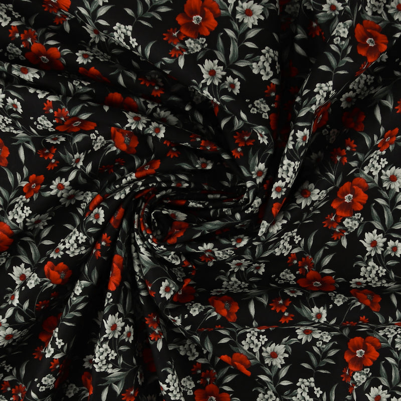 Henry Glass - Printed Cotton - «SCARLET DAYS & NIGHTS» - 004 - Black