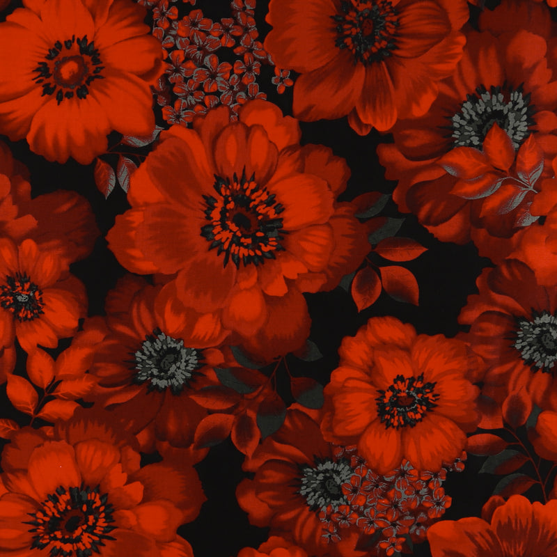 Henry Glass - Printed Cotton - «SCARLET DAYS & NIGHTS» - 005 - Black