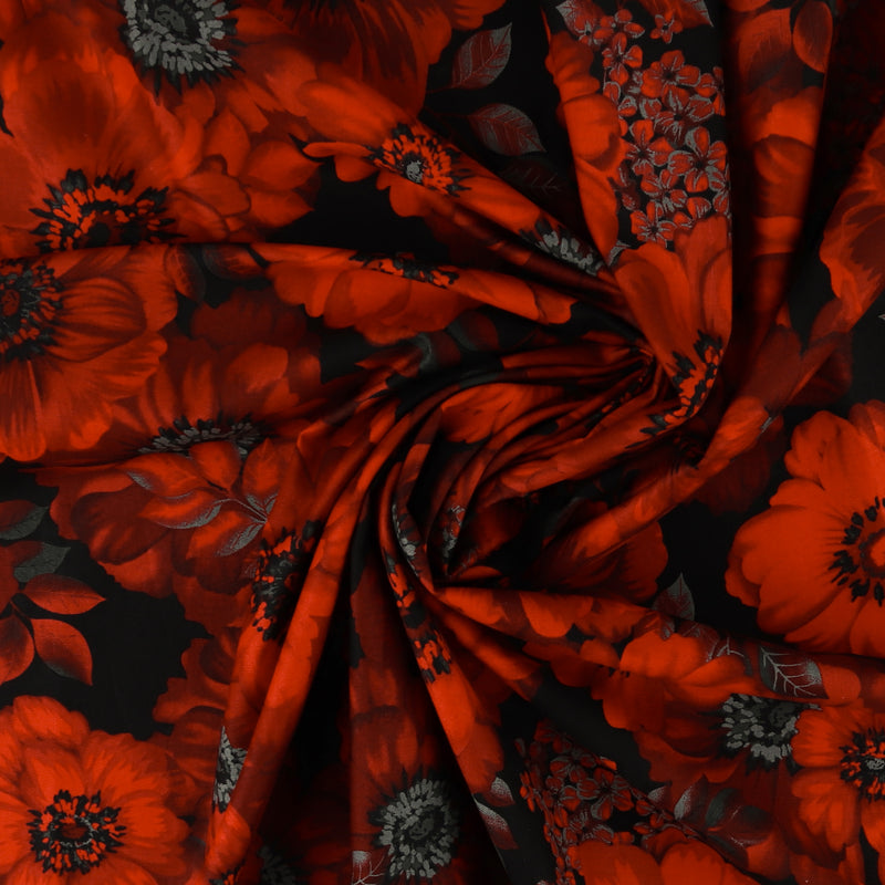 Henry Glass - Printed Cotton - «SCARLET DAYS & NIGHTS» - 005 - Black