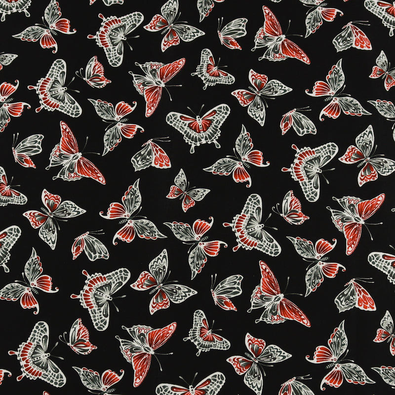 Henry Glass - Printed Cotton - «SCARLET DAYS & NIGHTS» - 006 - Black