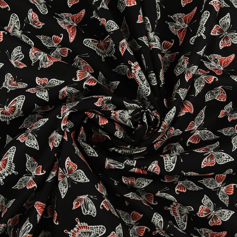 Henry Glass - Printed Cotton - «SCARLET DAYS & NIGHTS» - 006 - Black