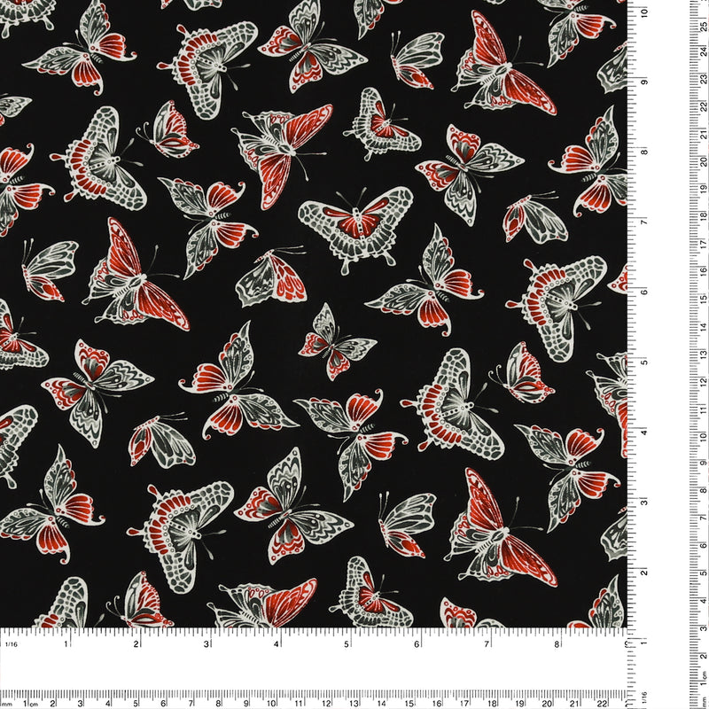 Henry Glass - Printed Cotton - «SCARLET DAYS & NIGHTS» - 006 - Black