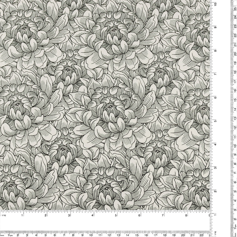 Henry Glass - Printed Cotton - «SCARLET DAYS & NIGHTS» - 008 - Black and Offwhite