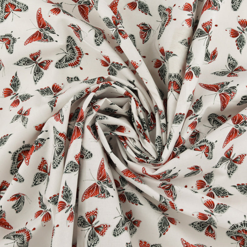 Henry Glass - Printed Cotton - «SCARLET DAYS & NIGHTS» - 009 - Offwhite
