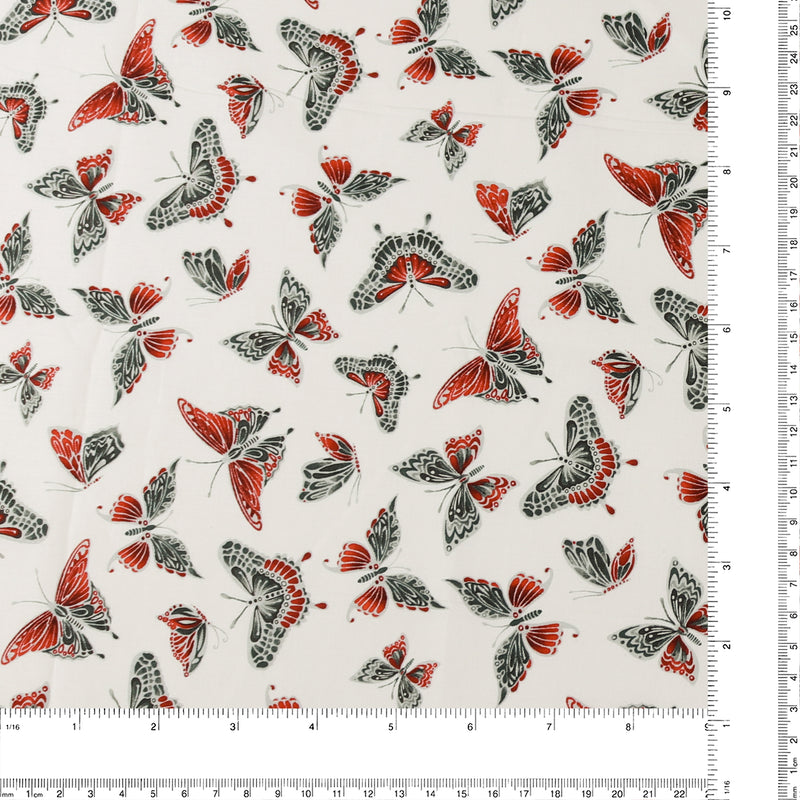 Henry Glass - Printed Cotton - «SCARLET DAYS & NIGHTS» - 009 - Offwhite