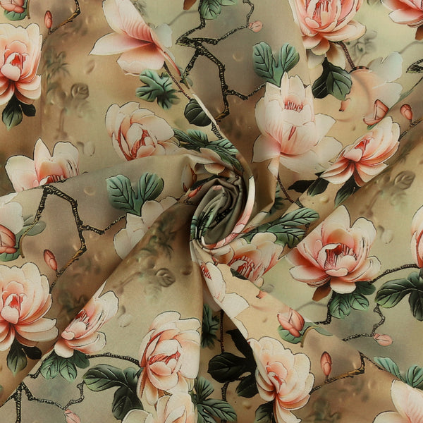 Digital Printed Cotton - TECHNOFLOWER - 003 - Taupe