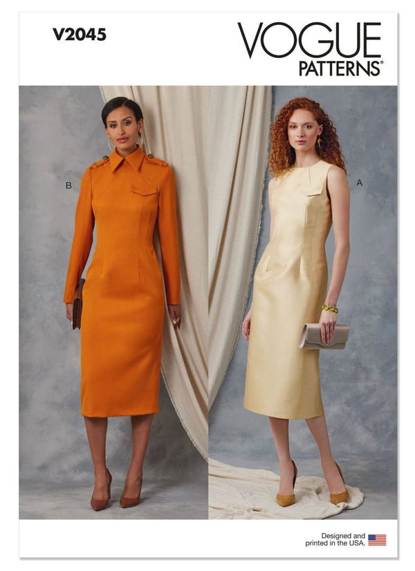 Vogue - V2045 Misses' Dress with Collar and Sleeve Variations