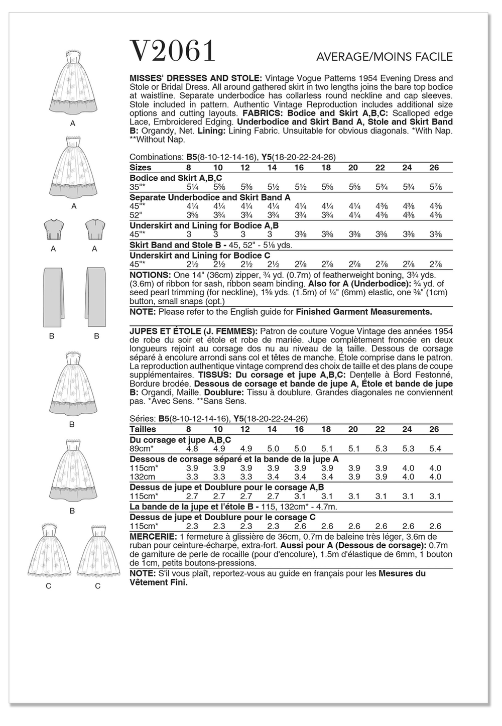 Vogue - V2061 MISSES' DRESSES AND STOLE – Fabricville