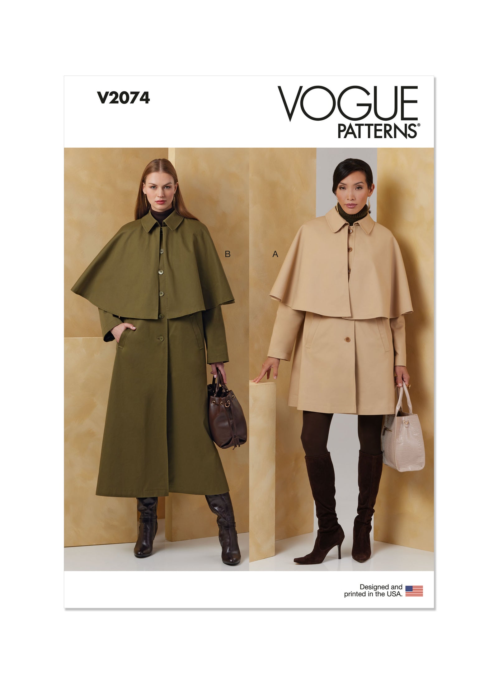 VOGUE バブミラー Vogue - V2074 MISSES' CAPE COAT IN TWO LENGTHS – Fabricville