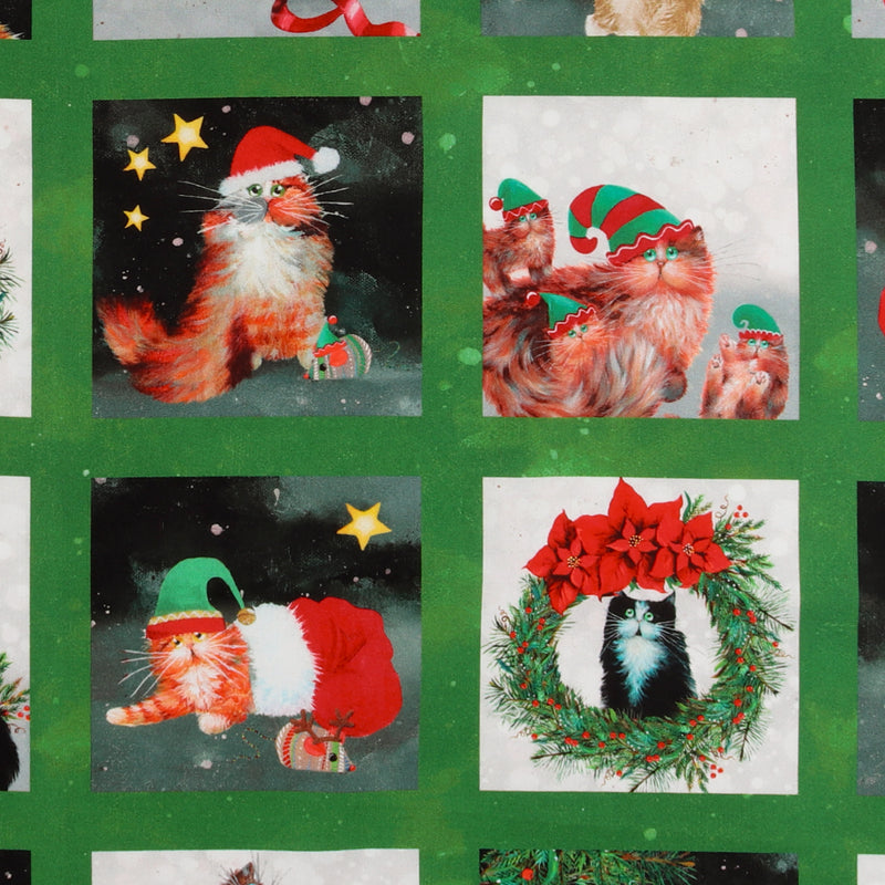Windham Fabrics - Printed Cotton - MEOWY CHRISTMAS - 001 - Green