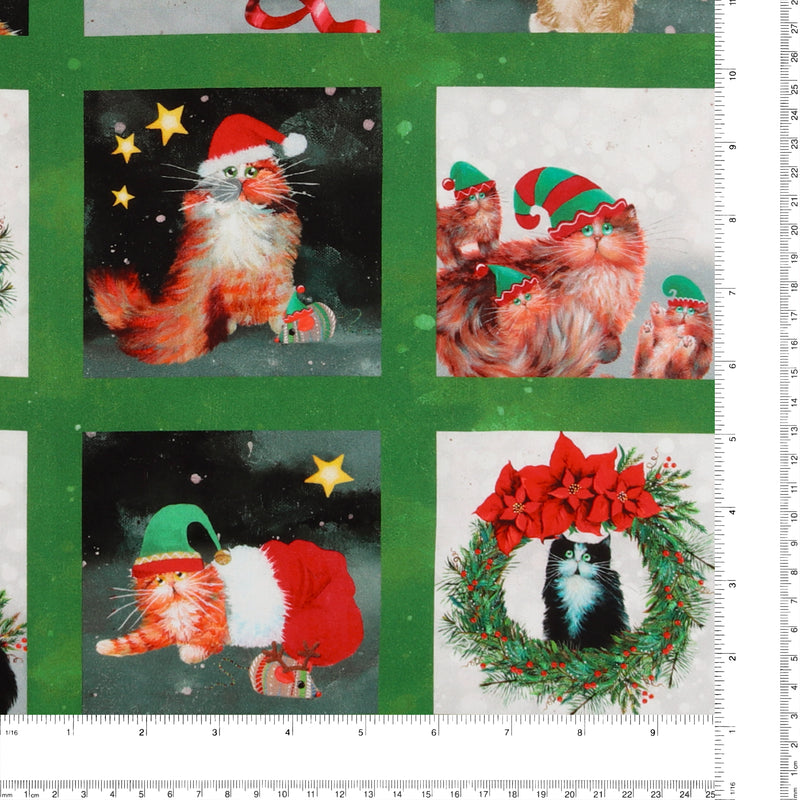 Windham Fabrics - Printed Cotton - MEOWY CHRISTMAS - 001 - Green