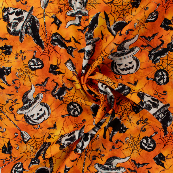 Windham Fabrics - Coton imprimé - &lt;HALLOW&#039;S EVE&gt; - 001 - Orange