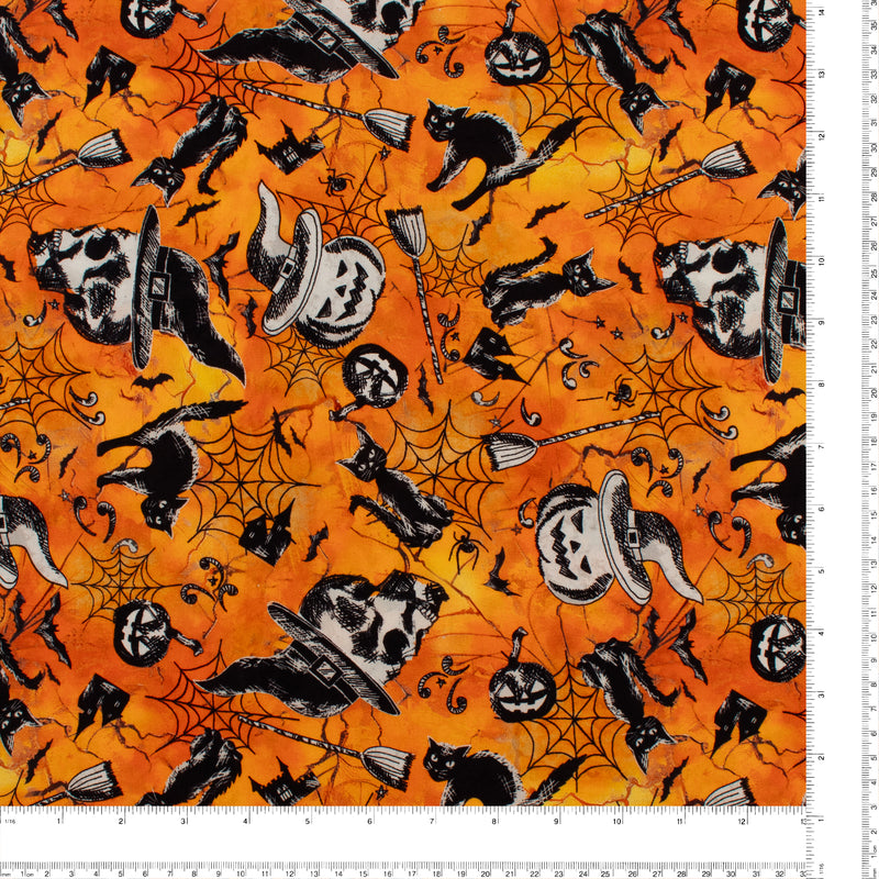Windham Fabrics - Coton imprimé - &lt;HALLOW&#039;S EVE&gt; - 001 - Orange