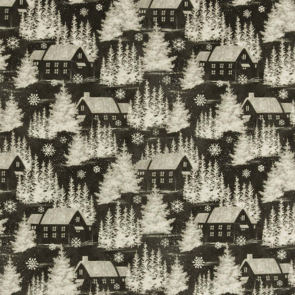 Blank - Printed Cotton - BE MERRY & SHINE BRIGHT - 001 - Black