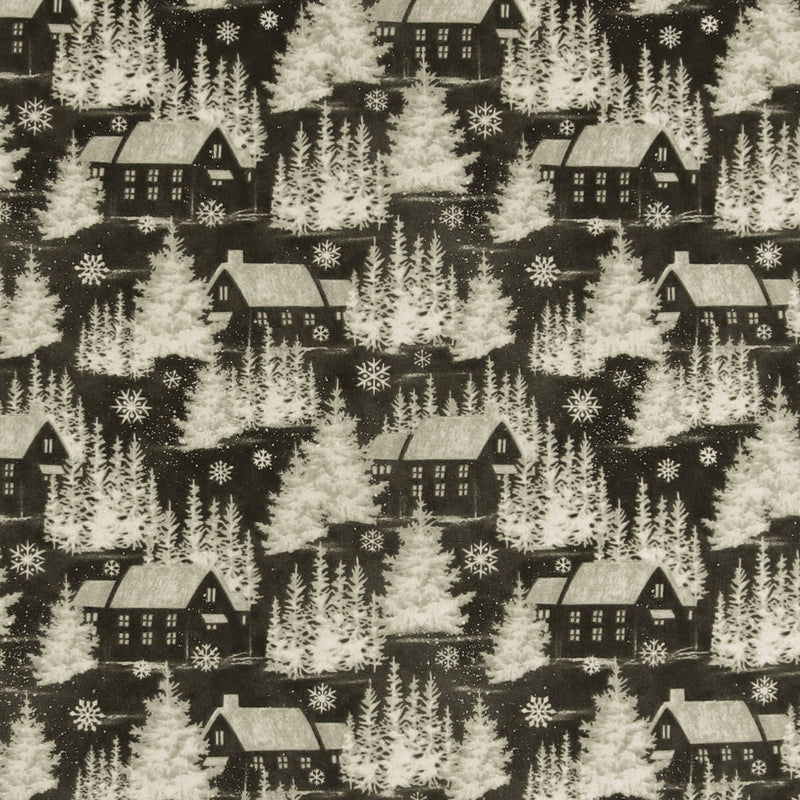 Blank - Printed Cotton - BE MERRY & SHINE BRIGHT - 001 - Black