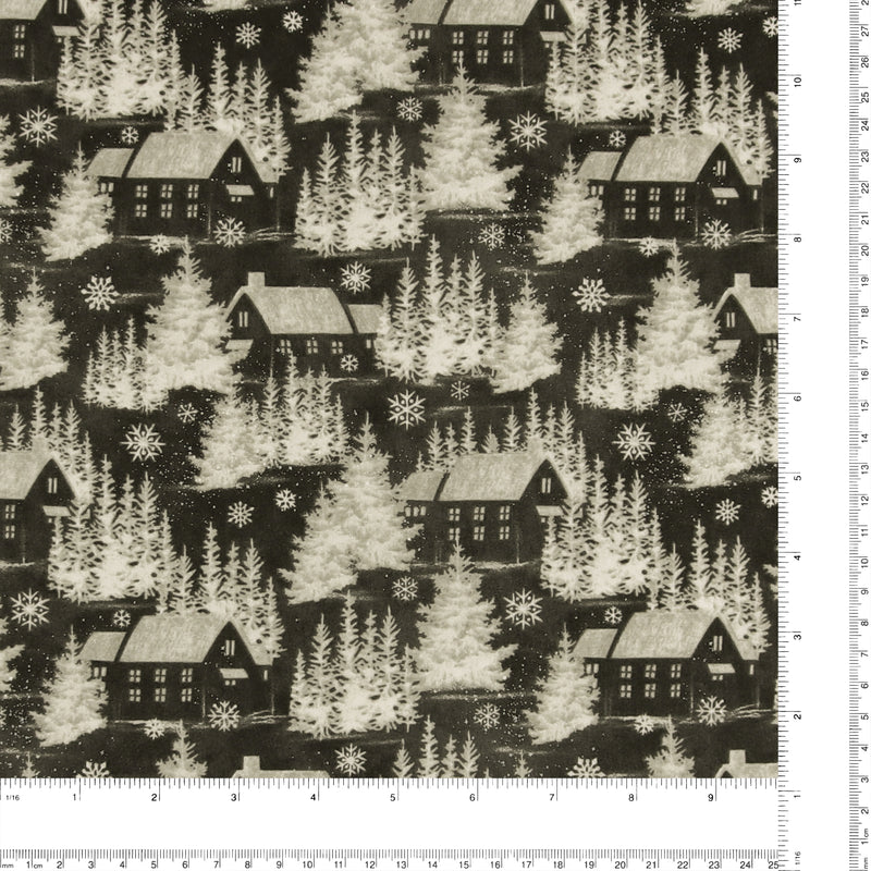 Blank - Printed Cotton - BE MERRY & SHINE BRIGHT - 001 - Black