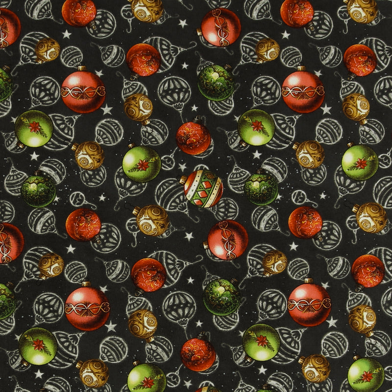 Blank - Printed Cotton - BE MERRY & SHINE BRIGHT - 002 - Black