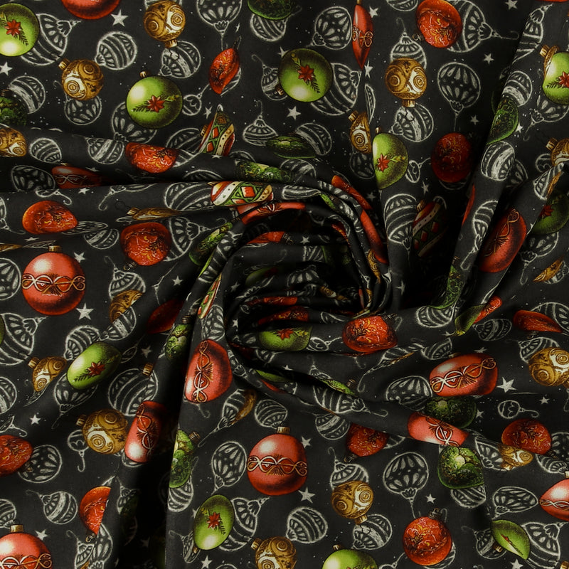 Blank - Printed Cotton - BE MERRY & SHINE BRIGHT - 002 - Black