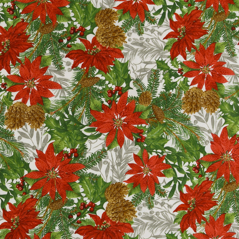 Blank - Printed Cotton - BE MERRY & SHINE BRIGHT - 003 - White