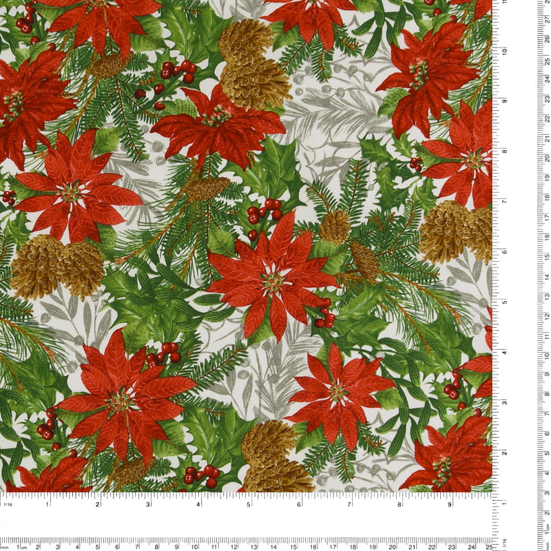 Blank - Printed Cotton - BE MERRY & SHINE BRIGHT - 003 - White